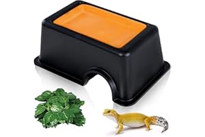 Hamiledyi Caja de escondite de reptiles, cueva de geco con fregadero, humidificador, lagartos, cabaña escondite, hojas flexibles, decoración de hábitat para mascotas, para serpientes, leopardo,