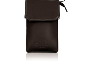 Hudson & James Genuine Leather Phone Bag, Real Leather Phone Purse, Small Mobile Phone Ladies Cross Body Shoulder Bag Wallet for Women with Adjustable Detachable Strap