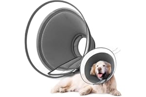 YUNXANIW Halskrause Hund Leckschutz, Weich Schutzhalsband Kegelhalsbänder Verstellbar Genesungshalsband, Atmungsaktive Haustier Elisabethanischer, Hundehalskrause, Leckschutz Hund (XL, Gray)