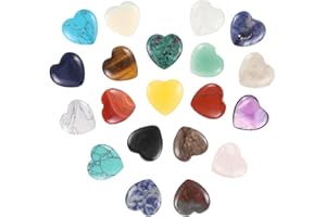 WLERTCOP Lot de 20 pierres précieuses en forme de cœur - Pierres semi-précieuses - Pierres de guérison - Pierres porte-bonheur - Cœur - Quartz rose - Pierres minérales - Pierres porte-bonheur pour enfants - 20