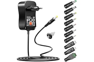 BASICVOLT 48W Adaptador de Corriente Universal 5V 6V 9V 12V 15V 4A 19V 20V 24V 2A Fuente de Alimentación AC/DC con 10 Conector para El hogar Electrónica Cámara Web Monitor LCD