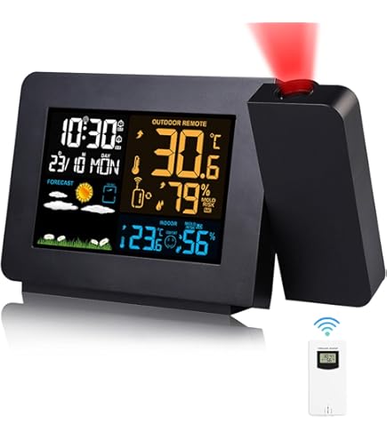 Stazione Meteo Con Sensore Esterno - Display LCD A Colori, Temperatura, Umidit&agrave; E Sveglia Integrata