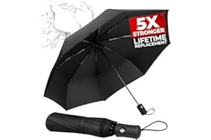 ROYALWORTH Windproof Travel Umbrella - Compact, Light, Full Automatic Open/Close - Folding Backpack Umbrella for Rain & Sun UV Protection For Men & Women, Unbreakable 8 Fiberglass Ribs UK Design