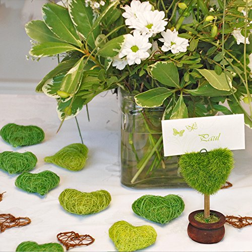 Sisalherzen, grün, 24 Stck. – natürliche Dekoration zur Hochzeit, Taufe, Geburtstage oder Gartenparty! - 5