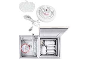 AYNEFY Ultrasonic Mini Dishwasher for Kitchen Sink - Portable USB Washing Machine Household Multifunctional Lazy Dish Washing Device with Red Color