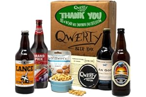 Premium British Real Ale Thank You Gift Hamper - 4x500ml Independent Traditional Ales with Snack & Craft Beer Tasting Guide by QWERTY Beer Box - Thank You Beer Gift for Men, Thank You Present For Him