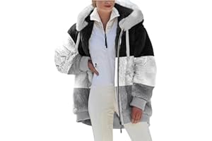 KHIRVWL Offerte Lampo del Giorno Giacca Invernale Pile Donna Taglie Forti Cappotto Sherpa Teddy Giacca Sci Felpa con Cappuccio in Peluche Cerniera Coulisse in Più Colori Cappotti Calda Ampia Confortevole