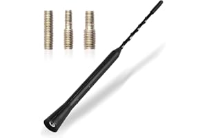 SONEER Car Aerial-Universal Car Radio Antenna,9 inch Car Roof Aerial Mast, Replacement Auto Radio Signal Antenna with 5mm 6mm Adapter,Excellent Reception Through FM/AM/DAB radio, Black