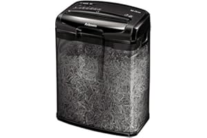 Fellowes Destructeur De Documents M-7CM, Destructeur De Papier Agrafes Carte De Crédit, Coupe Croisée, Corbeille 13L, Capacité 7 Feuilles, Idéal pour La Maison, Noir