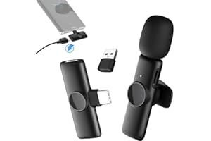 MOMAN Bezprzewodowy mikrofon krawat, Gimpro MS1 (C) 2,4 GHz【TYP C-USB】Mikrofon krawat do telefonu komórkowego Wtyczka i odtwarzanie do telefonu Andriod Vlog Wywiad na żywo Tiktok Youtube, mikro krawat bez