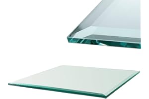 ‎EURO TISCHE Euro Tische Glasplatte für Kaminofen und Tischplatte in 60x60cm Facettenschliff, Schutzplatte mit 6mm ESG Sicherheitsglas, Funkenschutzplatte, Glasboden für Kamin (Klarglas)