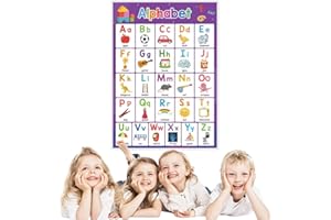 FIMWOLZ ABC Poster per bambini,30 x 40 cm,per l'apprendimento dell'alfabeto,con lettere di base,regalo per la decorazione da parete,per la cameretta dei bambini,per l'inizio della scuola