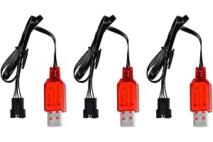 ZYGY 3PCS 7.4V SM-4P plug USB Charging Cable for DE36W DE65 HM202 EC08 EC16 DE85 RC Model Car Buggy M416 Electric Gel Ball Blaster Battery Charger