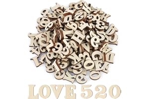 FANXAOLNES 204 lettere in legno e numeri di legno Pezzi tra Lettere e Numeri in Legno, Lettere (A-Z) e Numeri (0-9) per Decorazioni, Apprendimento Precoce e Progetti Fai-da-Te, Superficie Liscia e Sicura