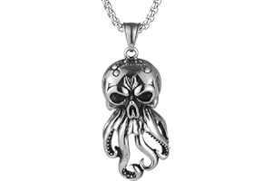 Asalways Stainless Steel Retro Gothic Skull Style Cocktail Party Biker Pendant Necklace