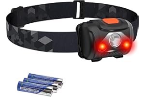 HOSONIC Head Torch LED Red White Light Headtorch AAA Battery Headlamp Waterproof 4 Modes Headlight for Kids Adults Camping Running Hunting Fishing