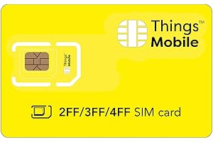 Tarjeta SIM 2FF/3FF/4FF para IoT y M2 M - Things Mobile - con Cobertura Global, Red Multi-Operador GSM/2G/3G/4G LTE, sin costes fijos, sin vencimiento, con 10 € de crédito Incluido