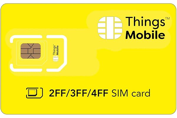 Carte SIM 2FF / 3FF / 4FF -Things Mobile - avec Couverture Mondiale et réseau Multi-opérateur GSM/2G/3G/4G LTE, sans coûts Fixes, sans échéance, avec des tarifs compétitifs. 10 € de crédit Inclus