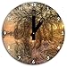 Produktbild herbstliche Landschaft im Morgengrauen Kunst Buntstift Effekt, Wanduhr Durchmesser 30cm mit schwarzen eckigen Zeigern und Ziffernblatt, Dekoartikel, Designuhr, Aluverbund sehr schön für Wohnzimmer, Kinderzimmer, Arbeitszimmer