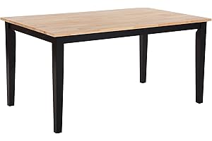 Beliani Mesa de Comedor de Madera Clara 74 x 120 x 75 cm con Patas Negras Houston
