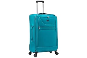 Aerostar Large 29” Lightweight Softshell Expandable Suitcase, Integrated Combination Lock, 4 Wheels Check in Luggage for 23kg (Teal, 112 litres)