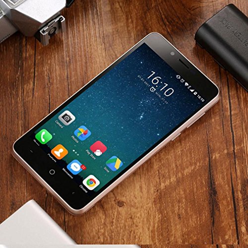 LEAGOO KIICAA POWER 5,0 Zoll Android 7.0 Smartphone Dual SIM 3G ohne Vertrag Handy MT6580A Quad Core 1.3GHz 2GB RAM 16GB ROM Dual Kamera, Fingerabdruck, 4000mAh Akku (Gold)