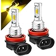 HONLEEX DC/AC 9-36V H8 H11 LED Fog Light Bulbs,Amber 3000K 10W 1800LM H16 H11LL H8LL H1155 LED Fog Light Bulbs,Non-polarity, 2 x 3570 Chips Lamps for Cars,Trucks,SUVs.(2-Pack).