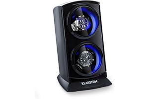KLARSTEIN St. Gallen Premium - Automatic Watch Winder, Rotator, Holder, Case for 2 Watches, 4 Speeds, Right-Left Running