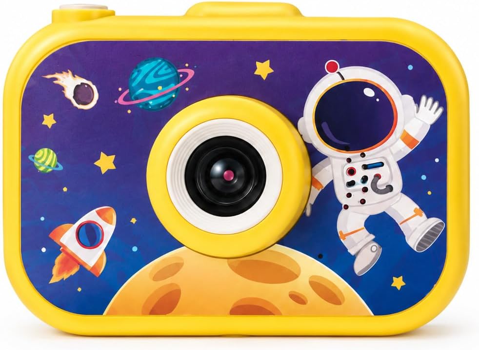 Çocuklar İçin Fotoğraf Makinesi Dijital Kamera Mini Unicorn Tasarım, Fotoğraf ve Video Çekimi, Taşınabilir Oyuncak Kamera, Hediyelik Çocuk Fotoğraf Makinesi (Sarı)