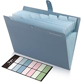 SKYDUE A4 Document Folder, Expanding Document Holder, 8 Pockets Document Folders, File Folders for Home or School, Smoke Blue