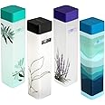 AQUAWARE Frosty Plastic Food Grade Fridge Square Bottle Gift Set(4 Pieces,1L,Labelled Floral Design), 950 milliliter