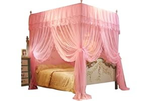 BAOK Rideau à baldaquin à 4, Rideaux de lit à baldaquin pour Adultes, Rideaux de lit Nets pour Filet extérieur intérieur de Patio, Rideaux d'auvent de lit, décoration de Chambre