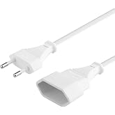 PremiumCord 2m 230V Extension Cord Extension Cord with European Plug and European Plug Power Cord Plug White