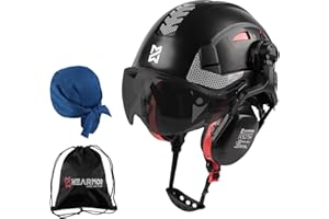 HEARMOR Casque de Protection avec Protection auditive et visière, certifié en 397, Casque de Travail ventilé, Suspension à 6 Points, idéal pour l'industrie et la Construction, Blanc