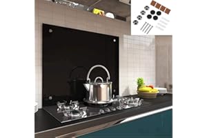 Melko - Crédence de cuisine en verre de sécurité ESG de 6 mm - Protection anti-éclaboussures pour cuisine, cuisinière et carrelage - Plaque en verre résistante à la chaleur avec kit de fixation et vis