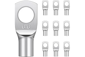 10 Pièces Cosses Tubulaires 6mm² M6, Hanibos Cosses Electriques Ronde à Œillet en Cuivre Étamé Cosse à Sertir 6mm², Cosses Annulaires 6mm²
