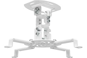 WALI Projector Ceiling Mount, Universal Low Profile Projector Mount with Retractable Arms and Multiple Adjustment Function, Mounting Holes from 2" to 12.5” (PM-002-W), White