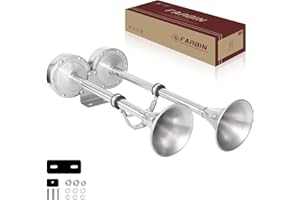 FARBIN Trompette en Acier Inoxydable, Klaxon de Bateau, Corne de Brume Marine Étanche Pour Yacht, Camping-car (Double)