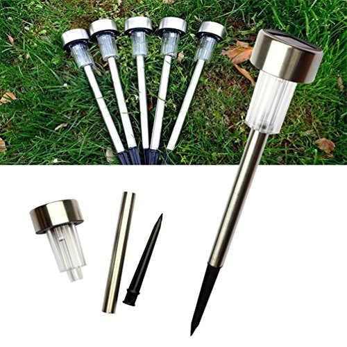 LED Solar Leuchten Edelstahl Spot Light Landschaft Wasserdichte Rasenbeleuchtung für Draussen Garten Terrasse Pfade und Einfahrten, 6-teilig