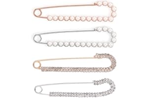 SIOPPKIK 4 Pièces de Broches de Femme Broches de Pull et de Châle Broches avec Cristal et Perle Faux