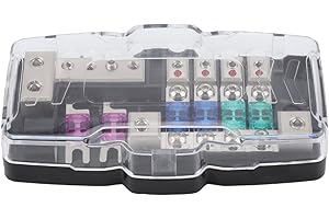 Keenso 12V Car Blade Holder, 4 Way Holder Car Audio Stereo ANL Distribution Block Distribution Block 0/4GA 4 Way Box Block 30A 60A 0 agu