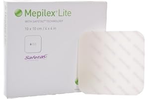 Mepilex Pansements en mousse Border Lite, 10 cm de large, 10 cm de long, 10 cm de long (lot de 5)