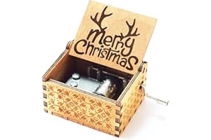 Evelure Carillon Merry Christmas, scatole Musicali a manovella in Legno Intagliato Antico per Il Compleanno dei Bambini (Style2)