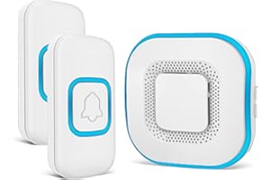 Timbre inalámbrico con 2 transmisores, AIPOTEC Timbre inalámbrico de exterior impermeable, alcance 300 m, 38 melodías Timbre inalámbrico para el hogar/la oficina