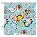 Produktbild Aliyz Comic Bad Duschvorhang Lustige Cartoon Illustration Knock Out Boom Woom Decor für Kinder Bad Vorhang Wasserdichtes Gewebe Duschvorhänge Bad-Accessoires mit Haken 71X71in