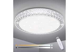 OOWOLF LED Ceiling Light, Dimmable 3000K- 6500K Round Ceiling Lights, 40W Remote Control Ceiling Lamp, Memory & Timing Function, Night Light Mode, for Indoor Living Room (Cool White)