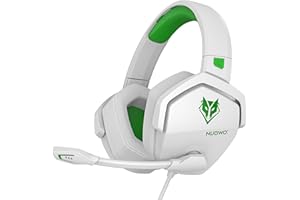 NUBWO N16 Casque Gaming - Micro Annulant Le Bruit, Son Stéréo et Conception Confortable pour PS5, PS4, Xbox One, NS, PC, Ordinateur Portable et Mac - Blanc/Vert