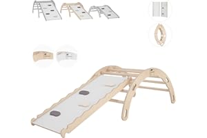 ‎MAMOI MAMOI® Kletterbogen mit Rutsche, Kletterdreieck, Klettern, Klettergerüst aus Holz, Holzbogen, Rutschbrett für Spielplatz, Klettergerüst Indoor
