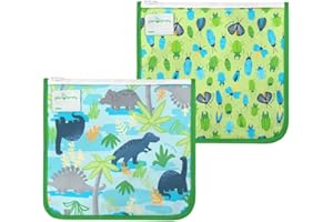 Green Sprouts - Sacs à sandwich isotherme réutilisables (2 paquet) - Dino Jungle