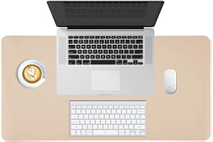 PINKCAT Tapis de Souris, Tapis de Bureau 80 * 40cm, Imperméable PU et Antidérapant Suède, Sous Main Bureau pour Bureau/Maison/Gaming - Beige